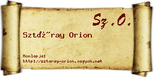 Sztáray Orion névjegykártya